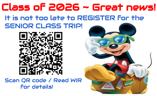 2026 Class Trip ~ Late Registration Instructions